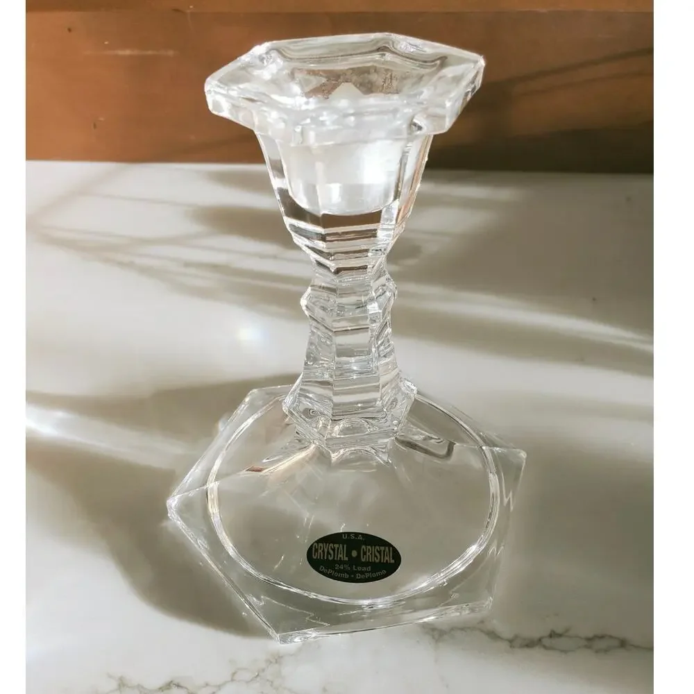 Deplomb DePlomo 24% Lead Crystal Candle Holder 5 1/2